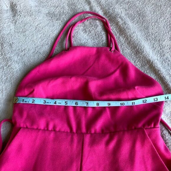Bebe Hot Pink Spaghetti Strap Halter Cross Back Romper - Picture 10 of 16